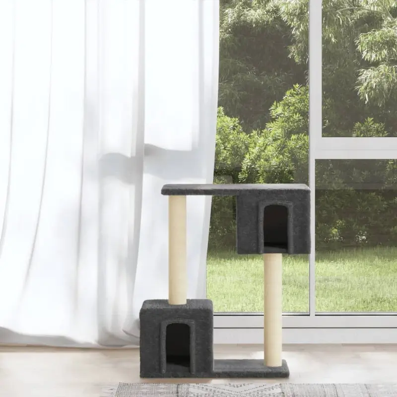 Berkfield Home Unisex Grey Cat Tree With Sisal Scratching Posts Dark 60 Cm