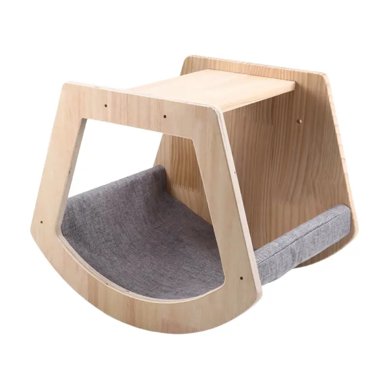 Wooden Climbing Wall Platform for Cats, Trapezoidal Cat Bed