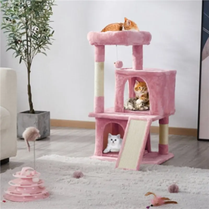 Yaheetech Pink Cat Tree Tower With Condos And Perches 91Cm