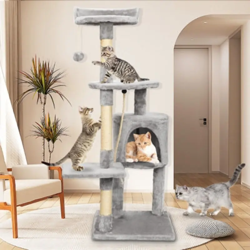B&Q 112Cm Multi-Level Cat Tree Activity Centre With Condo & Sisal Posts Large