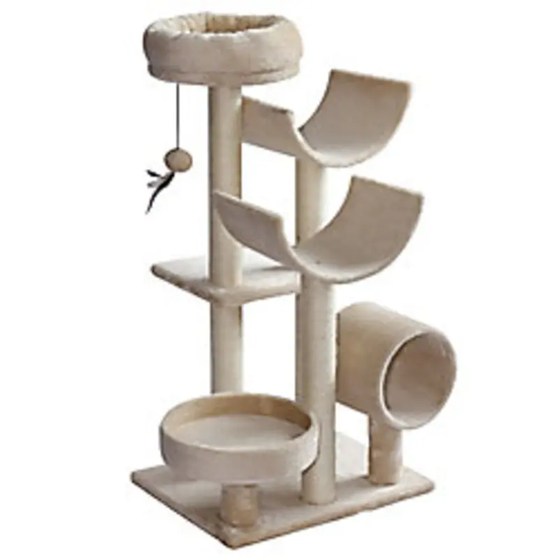 Pawhut Cat Tree Beige 400 Mm X 500 Mm X 1050 Mm