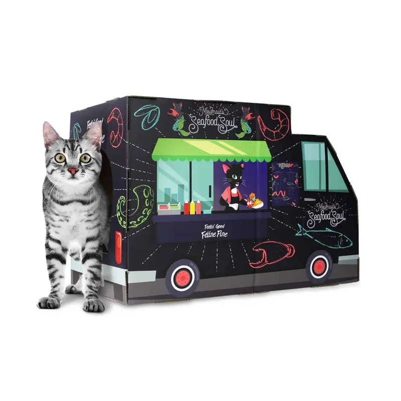 American Cat Club Cat House With Scratcher & Catnip Included - Food Truck