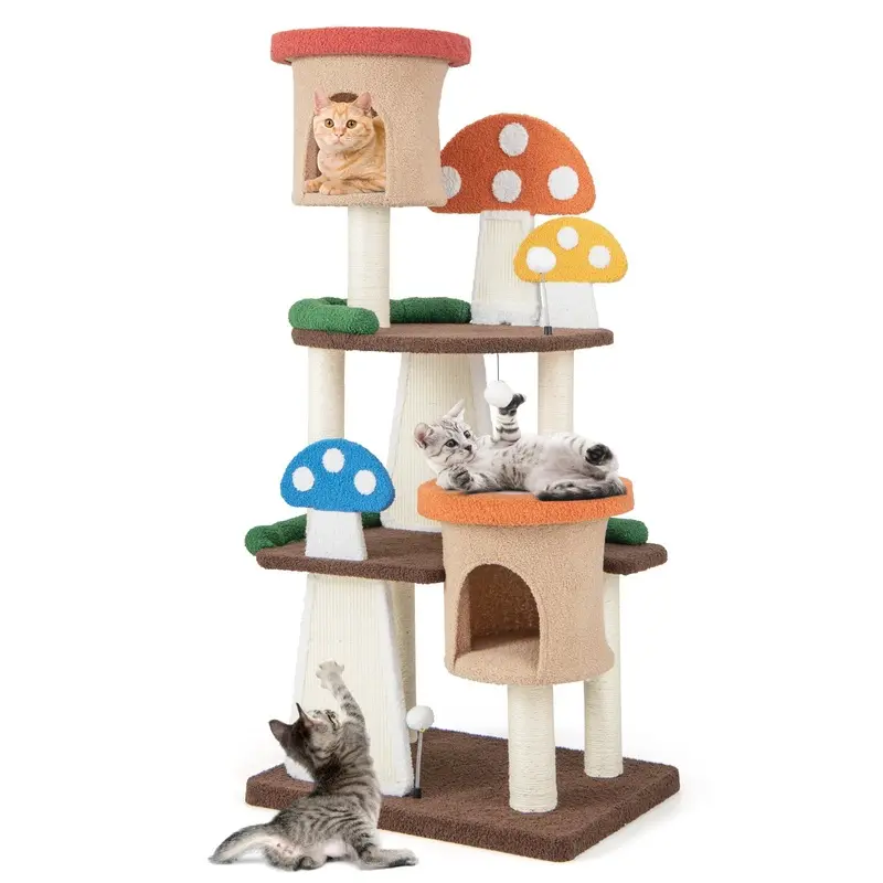 Costway Multicolor 4-In-1 Cat Tree Multi-Layer Cat Tower With 2 Condos And Platforms