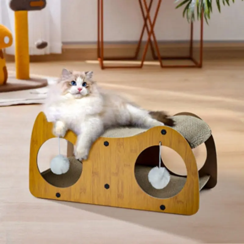Living And Home Versatile Cat Scratching House With Interactive Toy Balls W55cm