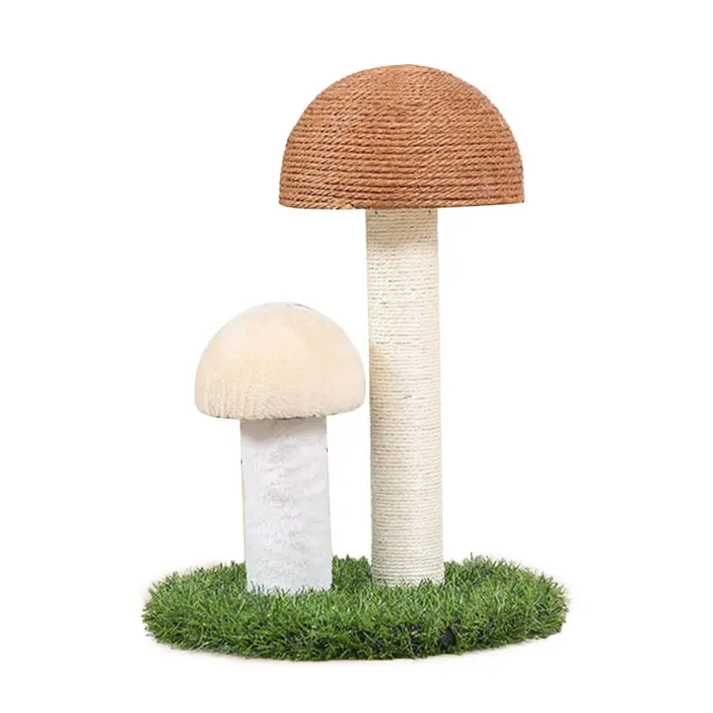 Yellow/White Natural Sisal Cat Scratcher Post - Mushroom Size 1