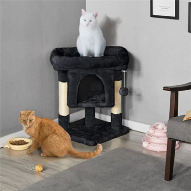Yaheetech 59Cm 2-Level Cat Tree Tower With Wide Perch Black