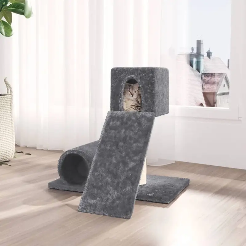 Berkfield Home Unisex Grey Cat Tree With Sisal Scratching Post Dark 59 Cm