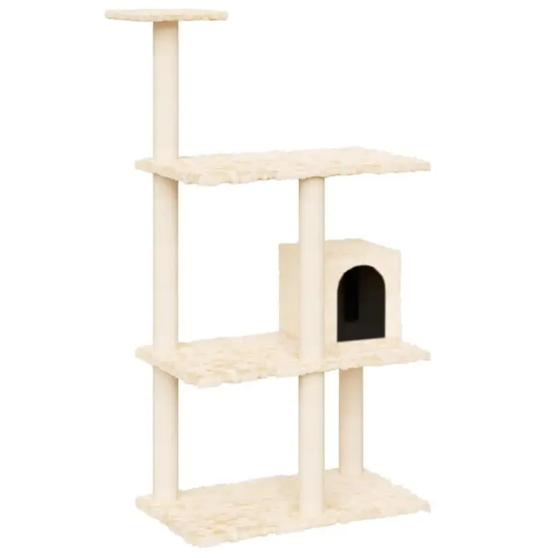 Vidaxl Cream Cat Tree With Sisal Scratching Posts 119 Cm Cat Scratch Tower