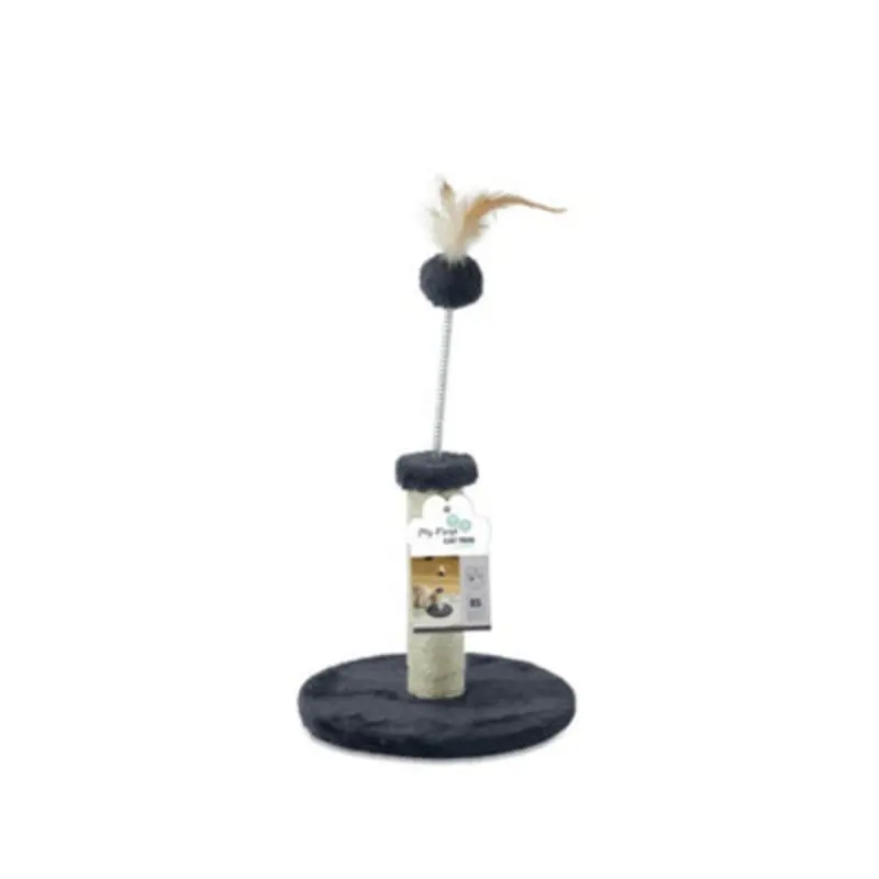 B&Q Dark/Grey M-Pets My First Cat Tree Feather Small