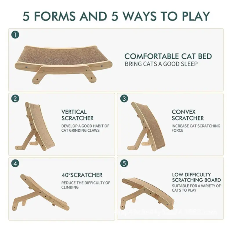 Exogio Pet Scratcher Wooden Scratch Board Bed Scratching Pad B Large
