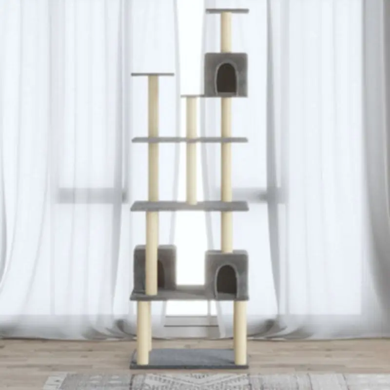 Walplus Cat Tree With Sisal Scratching Posts 188 Cm Light/Grey