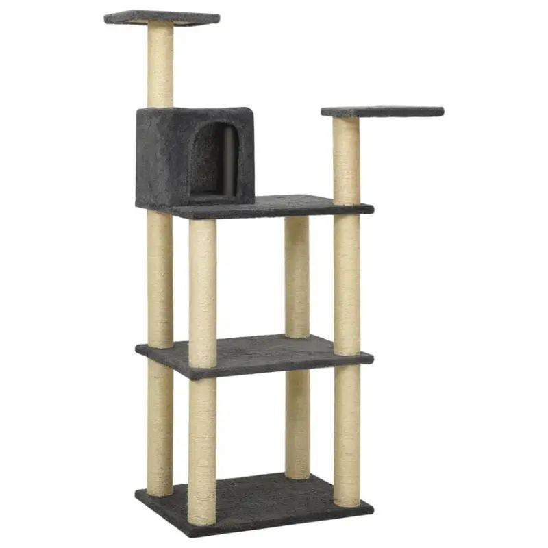 Vidaxl Dark/Grey Cat Tree With Sisal Scratching Posts Cat Condo Play Tower