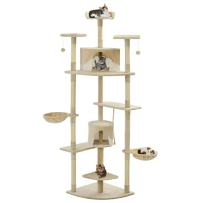 Walplus Beige/White Cat Tree With Sisal Scratching Posts 203 Cm And