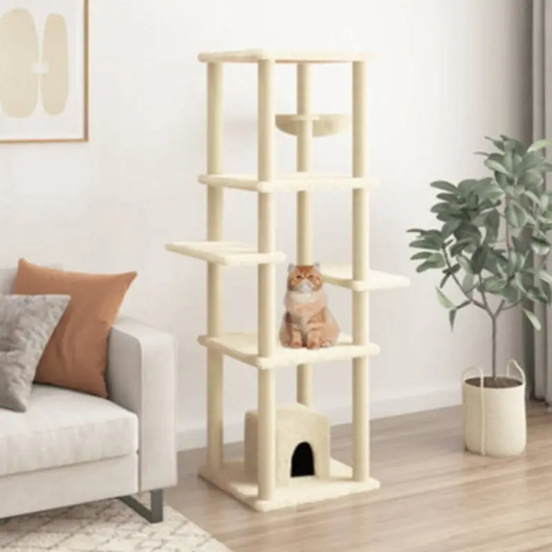 Walplus Cream Cat Tree With Sisal Scratching Posts 154 Cm