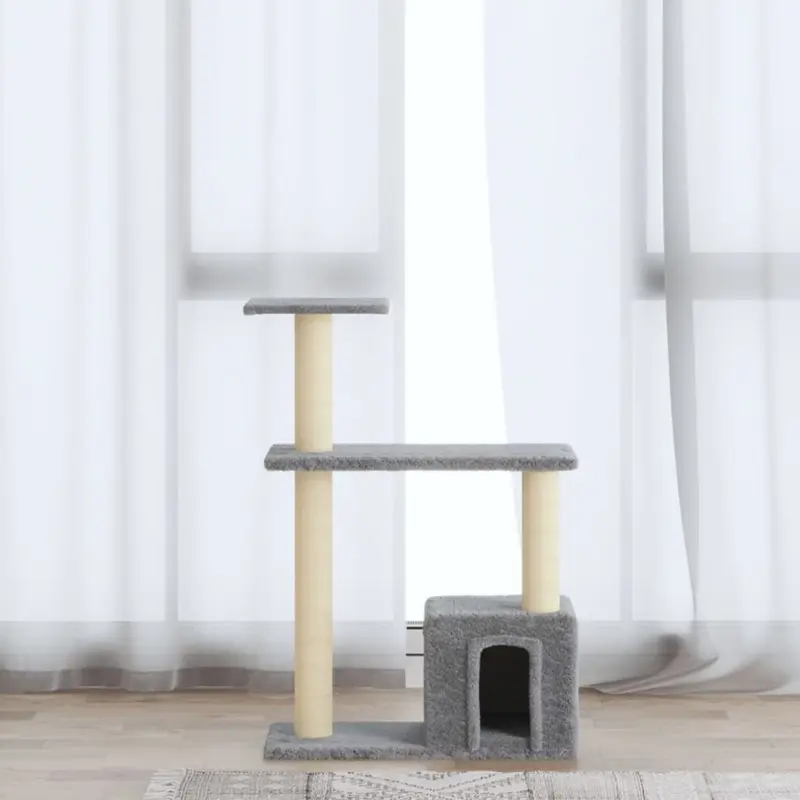 Berkfield Home Unisex Grey Cat Tree With Sisal Scratching Posts Light 70 Cm