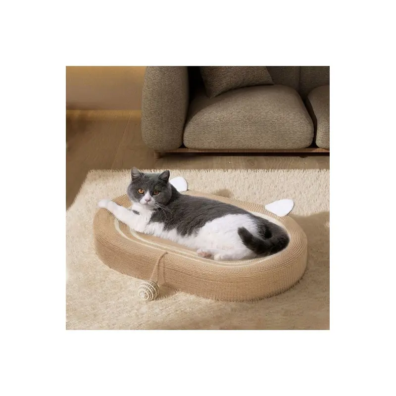 Living And Home Unisex Brown Oval Cardboard Cat Scratching Board Pet Bed