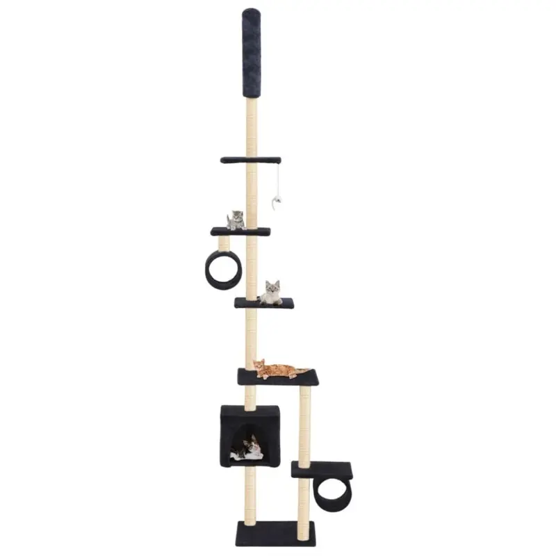 Vidaxl Dark/Blue Cat Tree With Sisal Scratching Posts Kitten Playhouse 260Cm