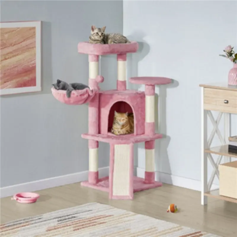 Yaheetech Pink Multi Level Cat Tree With Natural Sisal Scratching Posts