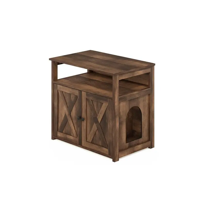 Fasten Gear Brown Peli Farmhouse Cat Litter Cabinet Storage With Doors, Rustic Size 2