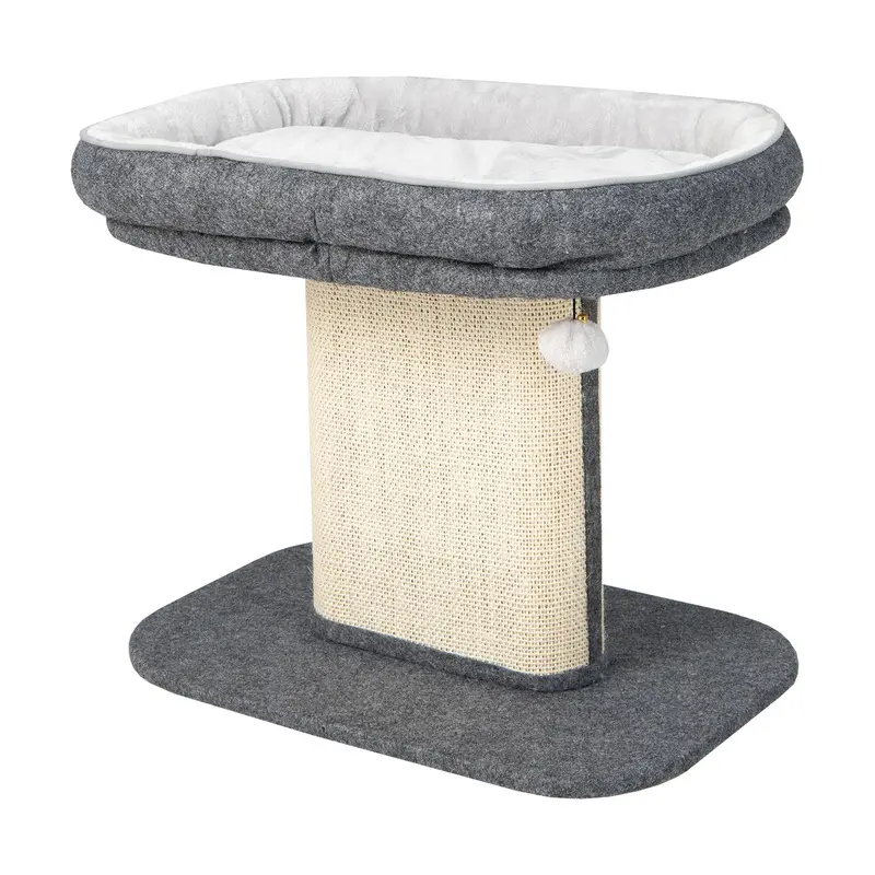 Costway Grey 2-Tier Cat Tree With Sleeping Perch Sisal Scratching Plate And Ball