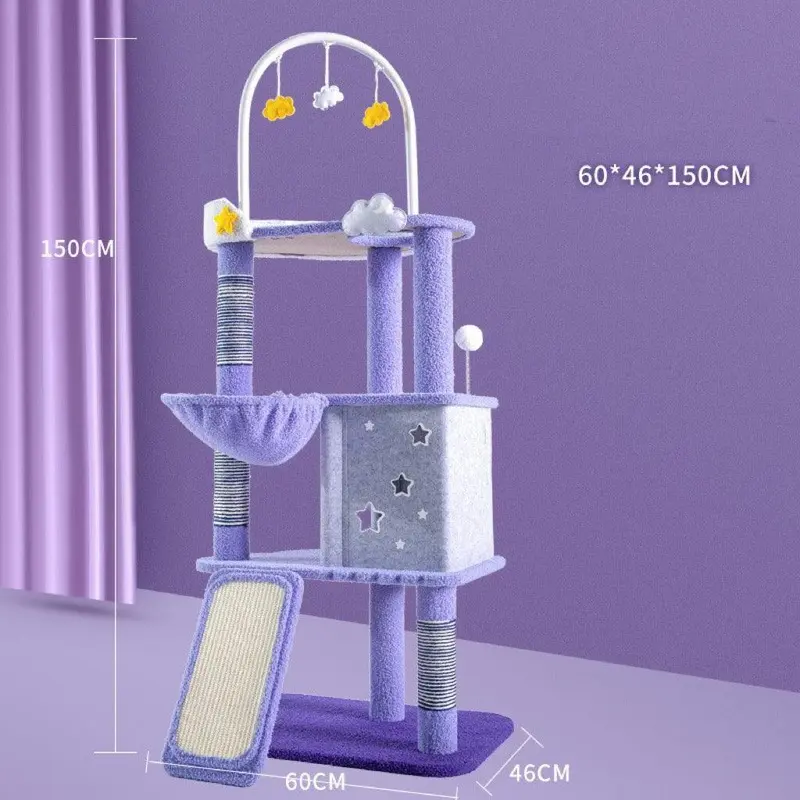 Martina 120-150Cm Walking Through Stars Cat Tree | Style: With Hanging Toys 150Cm