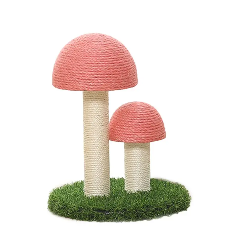Natural Sisal Cat Scratching Post With Grass Mat And Mushroom Design Size 1
