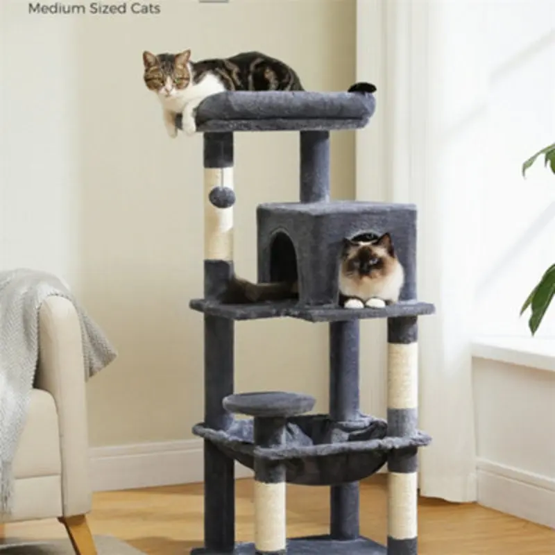 Abrihome Multi-Level Cat Tree For Indoor Cats, Dark/Grey