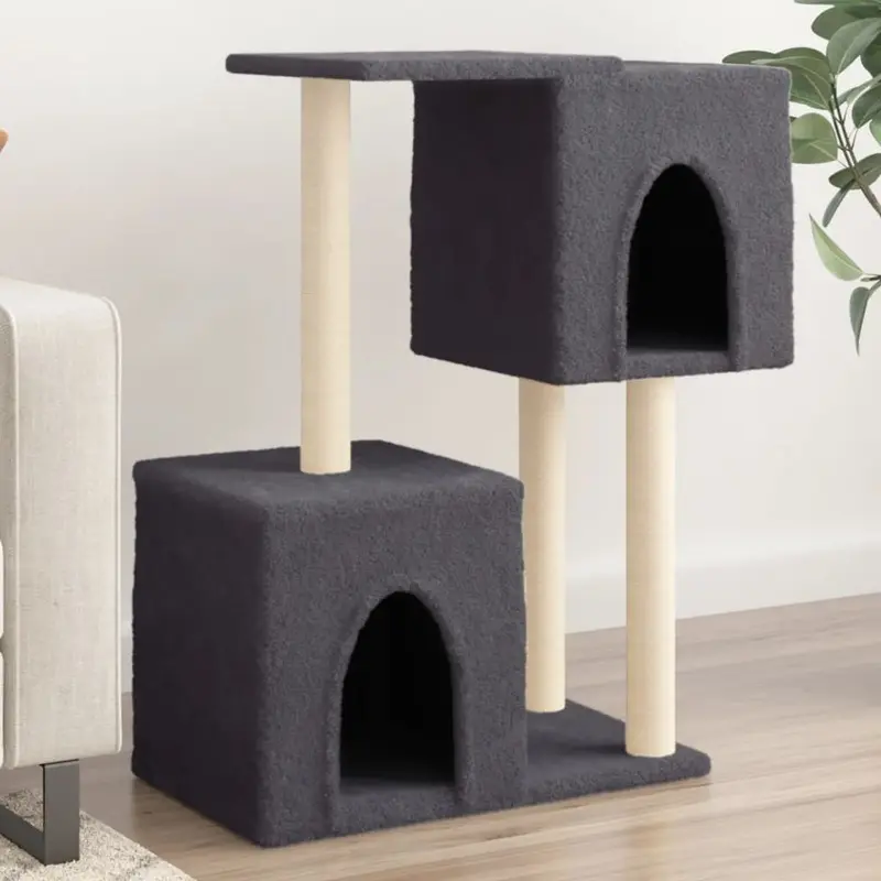 Berkfield Home Unisex Grey Cat Tree With Sisal Scratching Posts Dark 86 Cm
