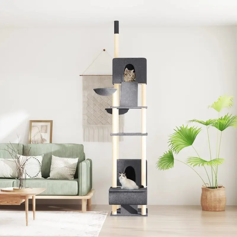 Berkfield Home Unisex Grey Floor To Ceiling Cat Tree Dark 277-303 Cm
