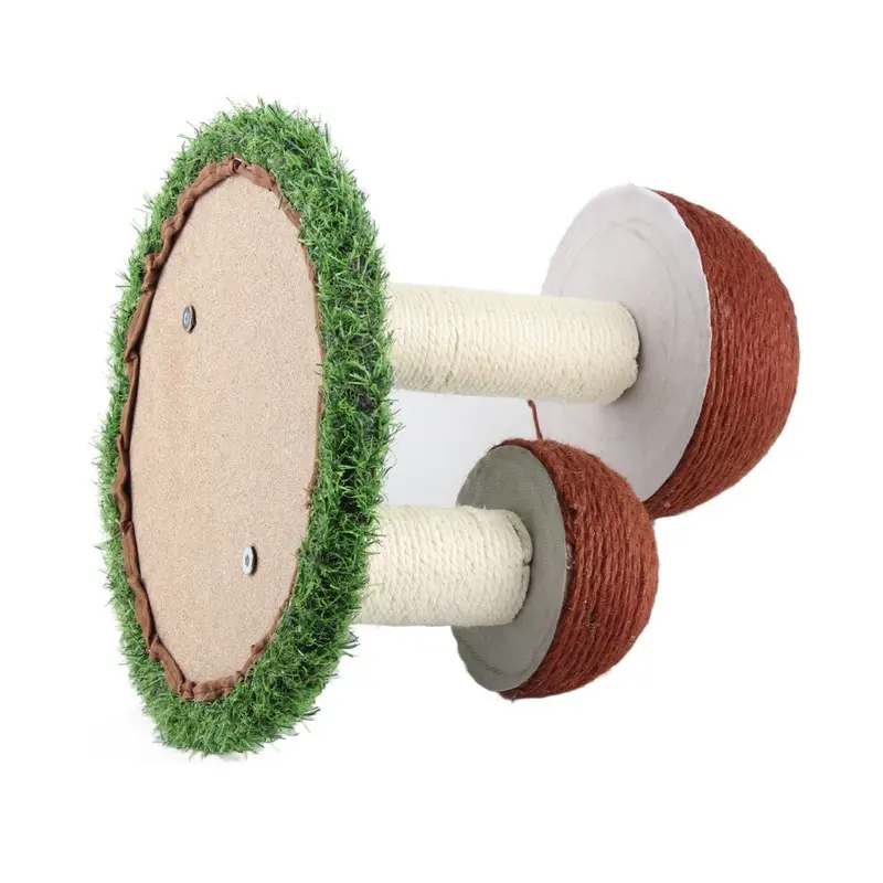 Brown Cat Scratch Post Tower Carpet Pole Wear Resistant Toy Mushroom And Lawn Large