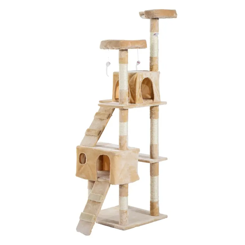 PawHut Cat Tree Scratcher Activity Centre - Condo Scratching Post Toy Bed  | TJ Hughes