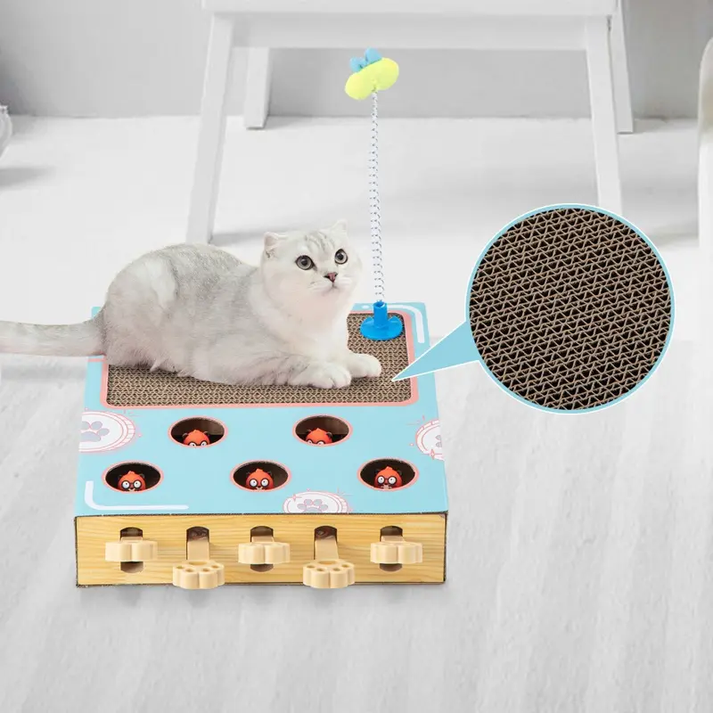 Cat Scratcher 3-in-1 Cat Toy with Whack-a-Mole Game Scratching Pad