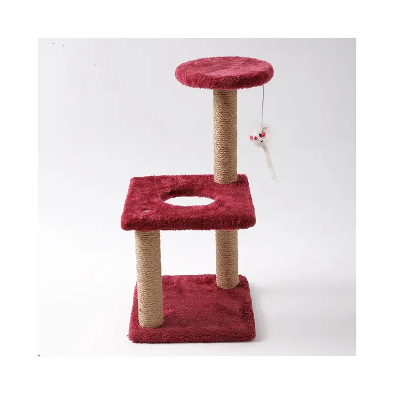 (JuteRed) Sisal Column Threestory Cat Self Hi Toy For Pet Entertainment Exercise And