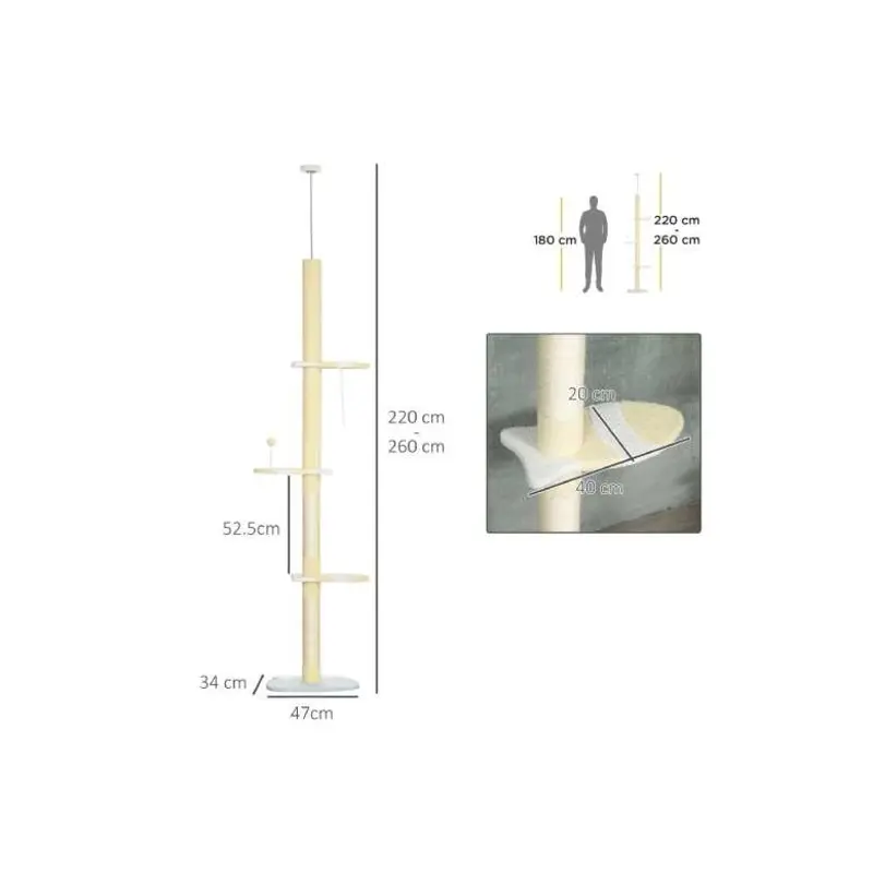 Mhstar Uk Ltd Pawhut Adjustable Cat Tree Tower | Wowcher Size 48