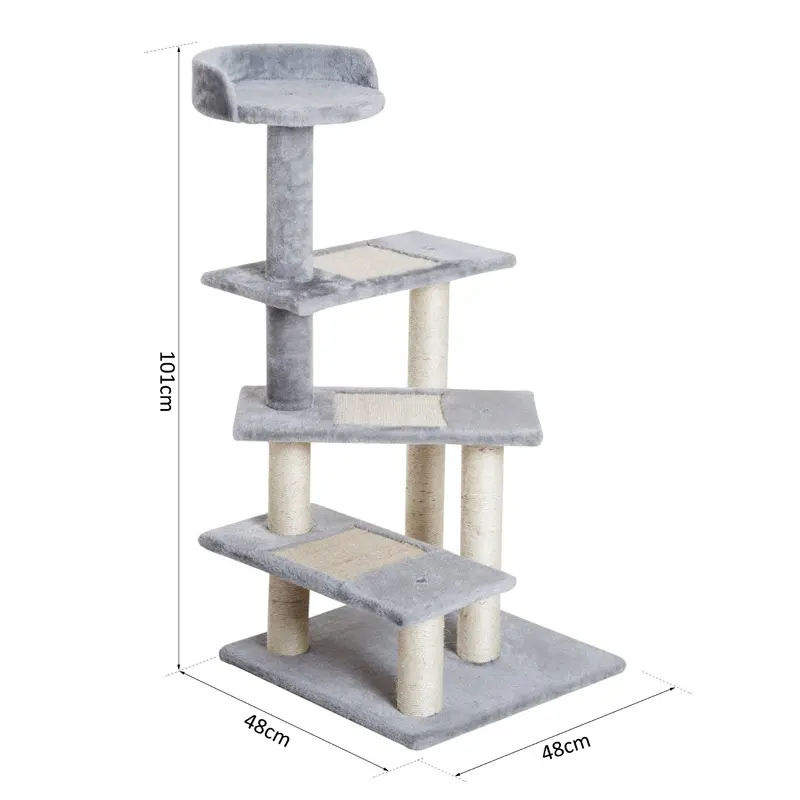 Cat Tree - Sisal Posts - 3 perches - 1m Height - PawHut  | TJ Hughes