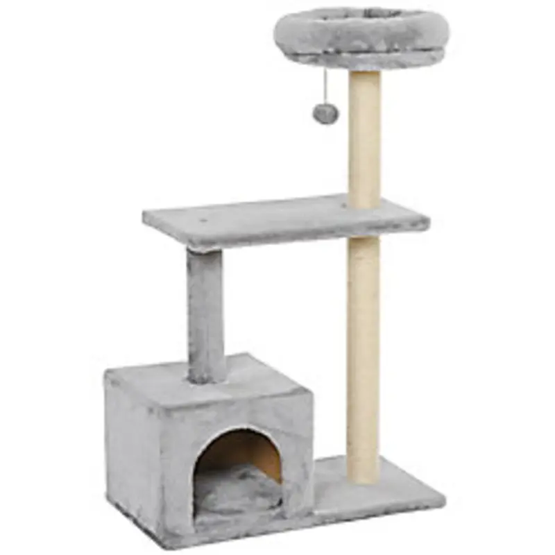 Pawhut Cat Tree Grey 335 Mm X 600 Mm X 960 Mm