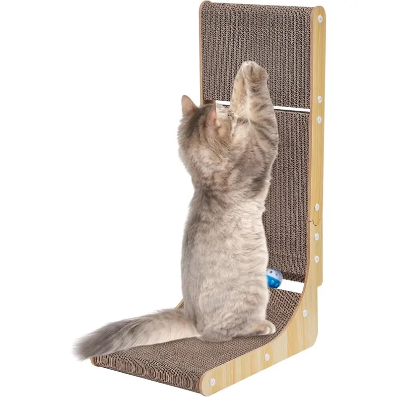Cat Scratcher 70 cm L-Shaped Wall-Mounted Scratch Pad Cardboard