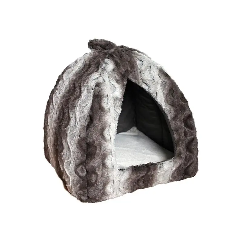 Rosewood Cat Beds - And Snuggle Plush Pyramid - Grey/Cream 38Cm