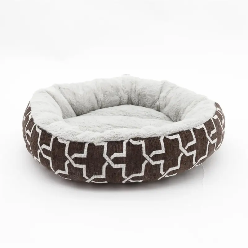Livinluxury (Cat Bed Round, Chocolate) Petra Luxury Soft Cat Beds 51Cm