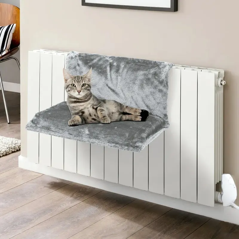 Vinsani Grey (Grey) Fleece Lined Pet Radiator Bed Cosy Hammock