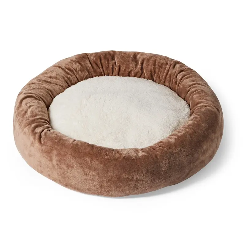 Pets Essentials Velour Donut Cat Bed Brown