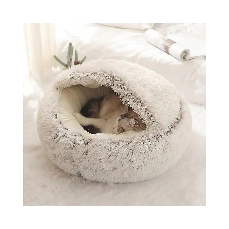 Kikidex (As Show, One ) Soft Hooded Cat Bed - Machine Washable & Waterproof Base, 40Cm Medium