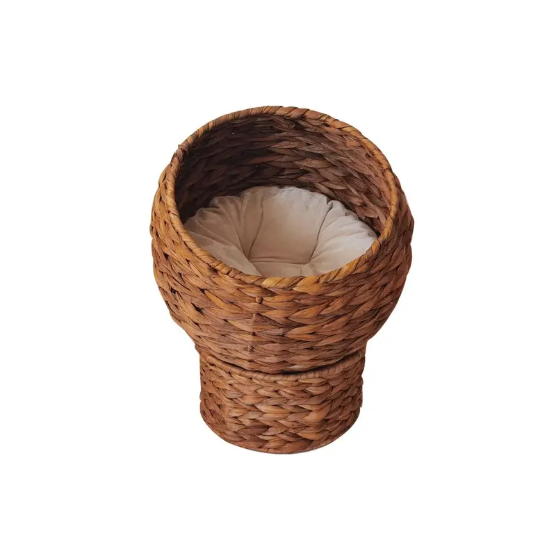 Spot On Dealz Round Pet House Natural Rattan Bed Basket Soft Cushion-G-0490