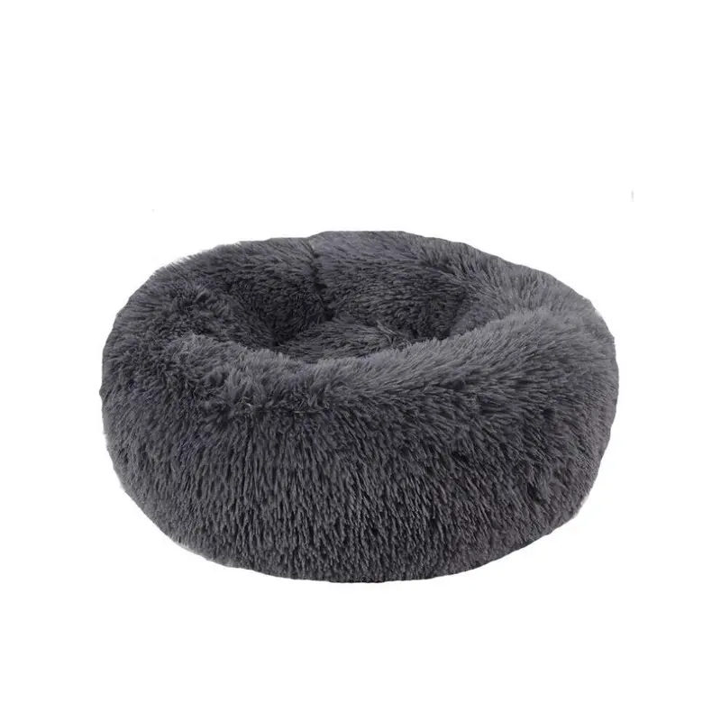 Greenzech Dark/Grey ( L) Kennel Round Plush Nest Padded Soft Warm For Cat Bed Mat Pad