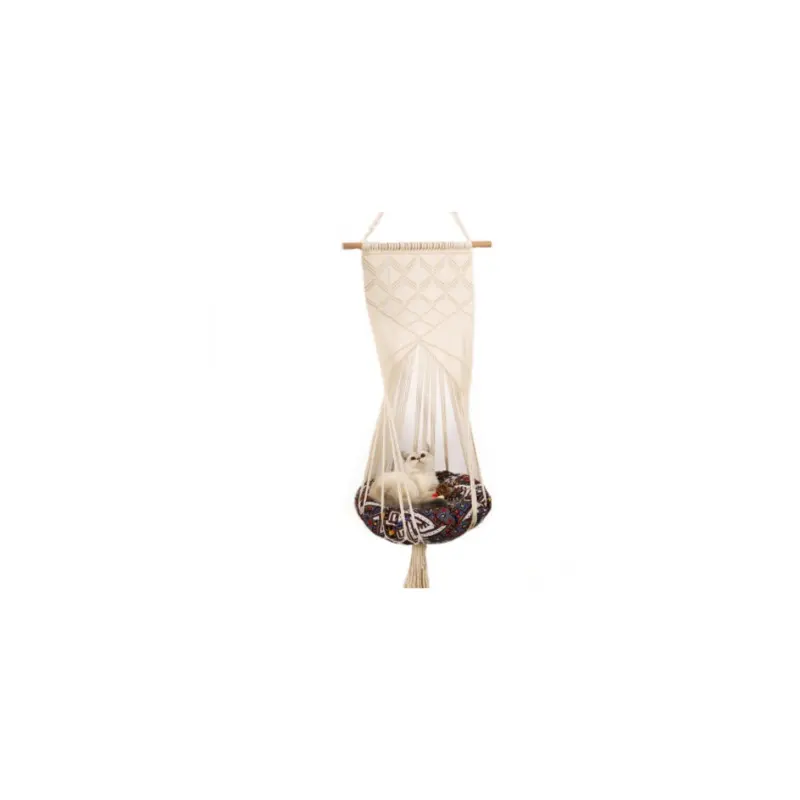 Hod Pets Boho Style Cat Swing Hanging Macrame Pet Bed Holder Pet Beds Size 1