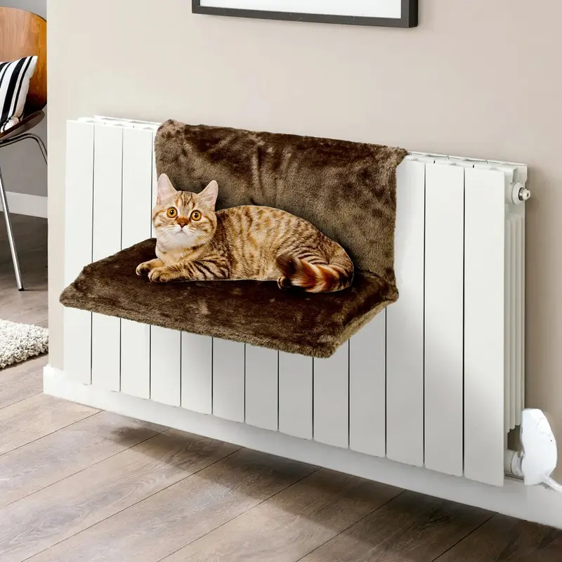New Vinsani (Coffee) Fleece Lined Pet Radiator Bed Cosy Hammock 0010016