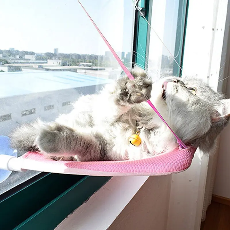 New Greenzech (Pink) Window Hanging Sucker Type Plastic Cat Hammock Pink