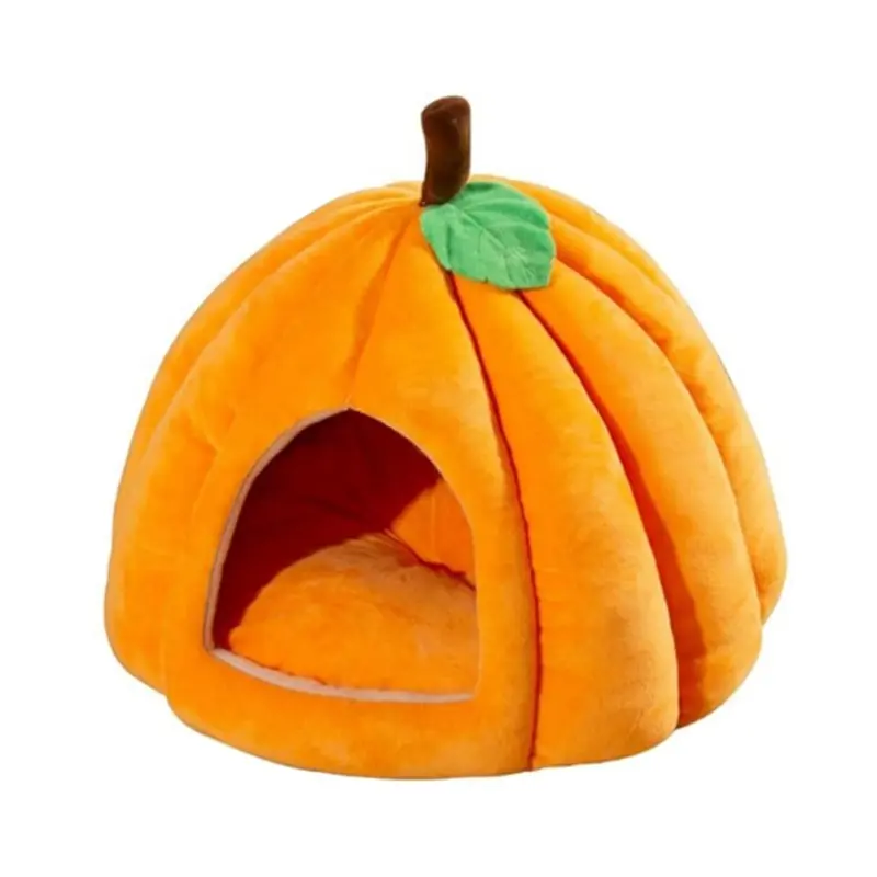 Orange/Red Cat Cave Bed,Cat Tent With Removable Cushion Medium