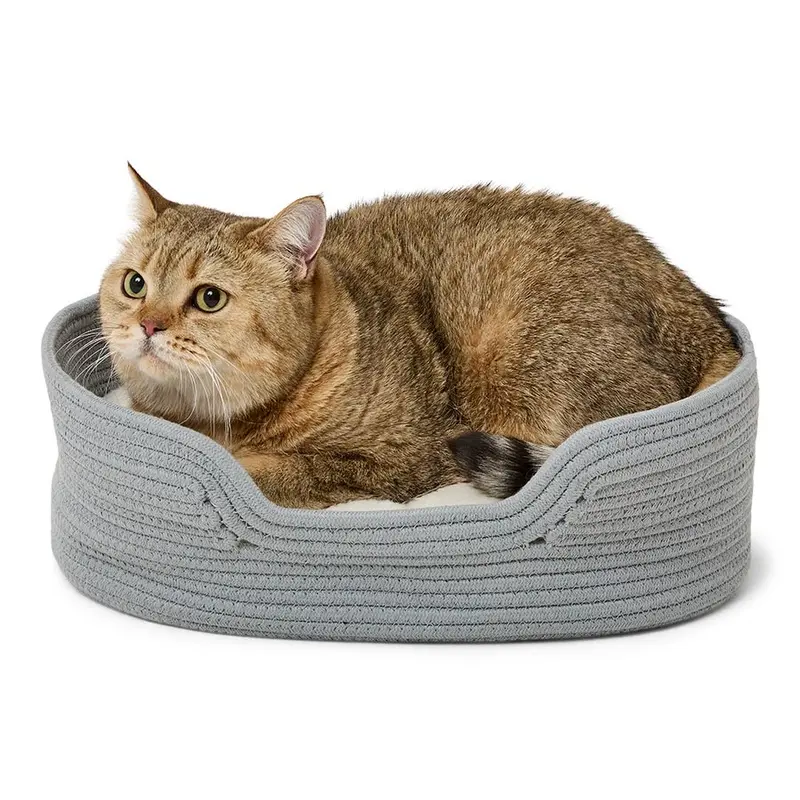 Pets At Home Oval Rope Cat Bed Grey