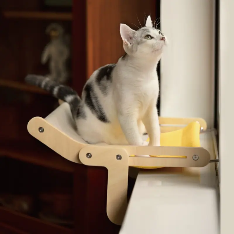 Robotime Yellow Mewoofun Cat Window Perch Cats Hammock Hanging Bed (Yellow) Size 7.09
